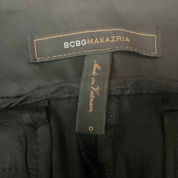 BCBG Max Azria Satin Black Mid Rise Waisted Work Pants Size 0 - Picture 2 of 7